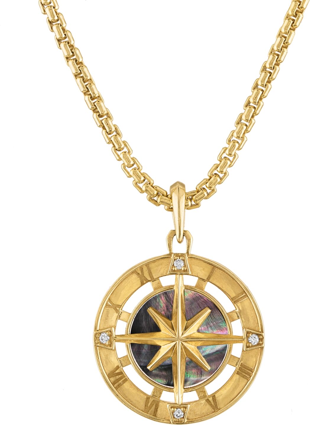 Bulova Men's Marine Star Diamond (1/20 ct. t.w.) Pendant Necklace in 14k Gold-Plated Sterling Silver, 24