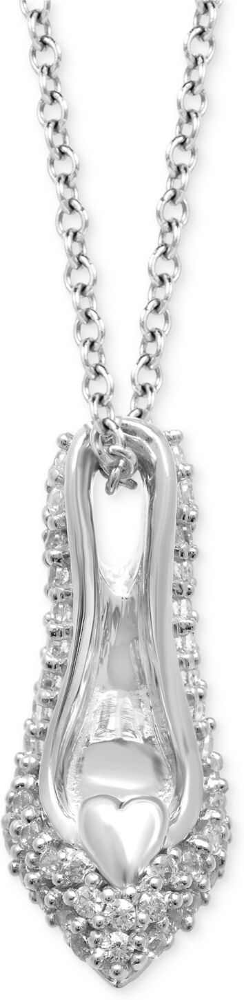 Disney Enchanted Disney Fine Jewelry Diamond Cinderella Slipper Pendant Necklace (1/5 ct. t.w.) in Sterling Silver, 16