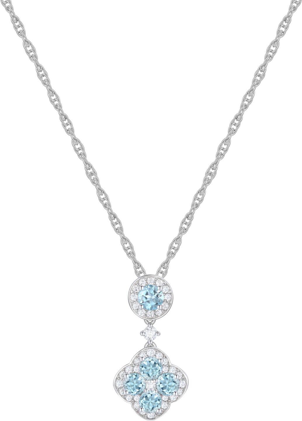 Macy's Santa Maria Aquamarine (3/4 ct. t.w.) & Diamond (1/4 ct. t.w.) Flower Halo 18