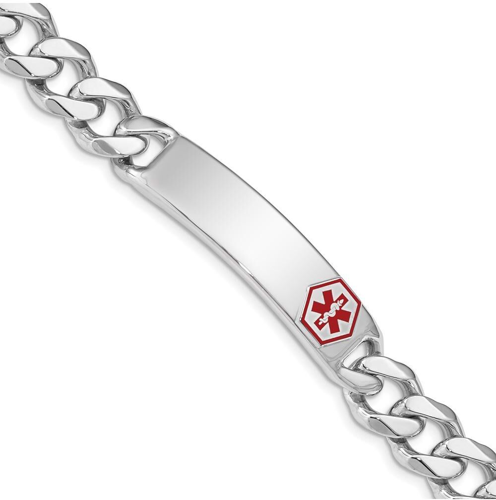 Diamond2deal Sterling Silver Rhodium-plated Medical Id Curb Link Bracelet - Silver