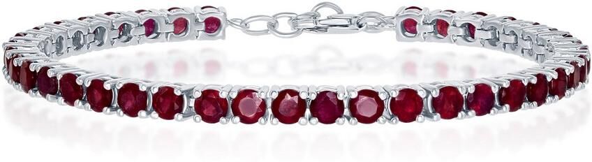 Simona Sterling Silver Gemstone Tennis Bracelet - Ruby