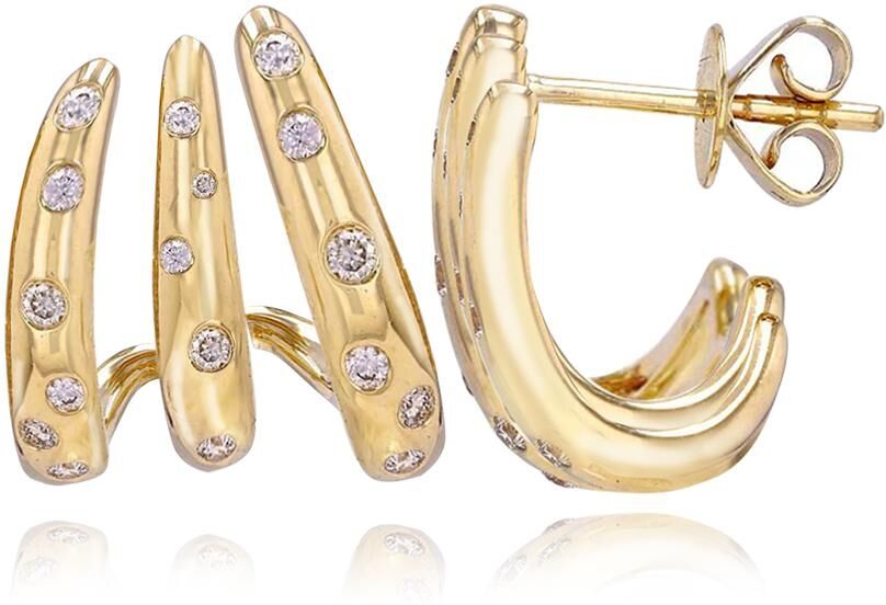 Alev Jewelry Aj by Alev Three Waves Scattered White Topaz Wrap Earrings - Gold