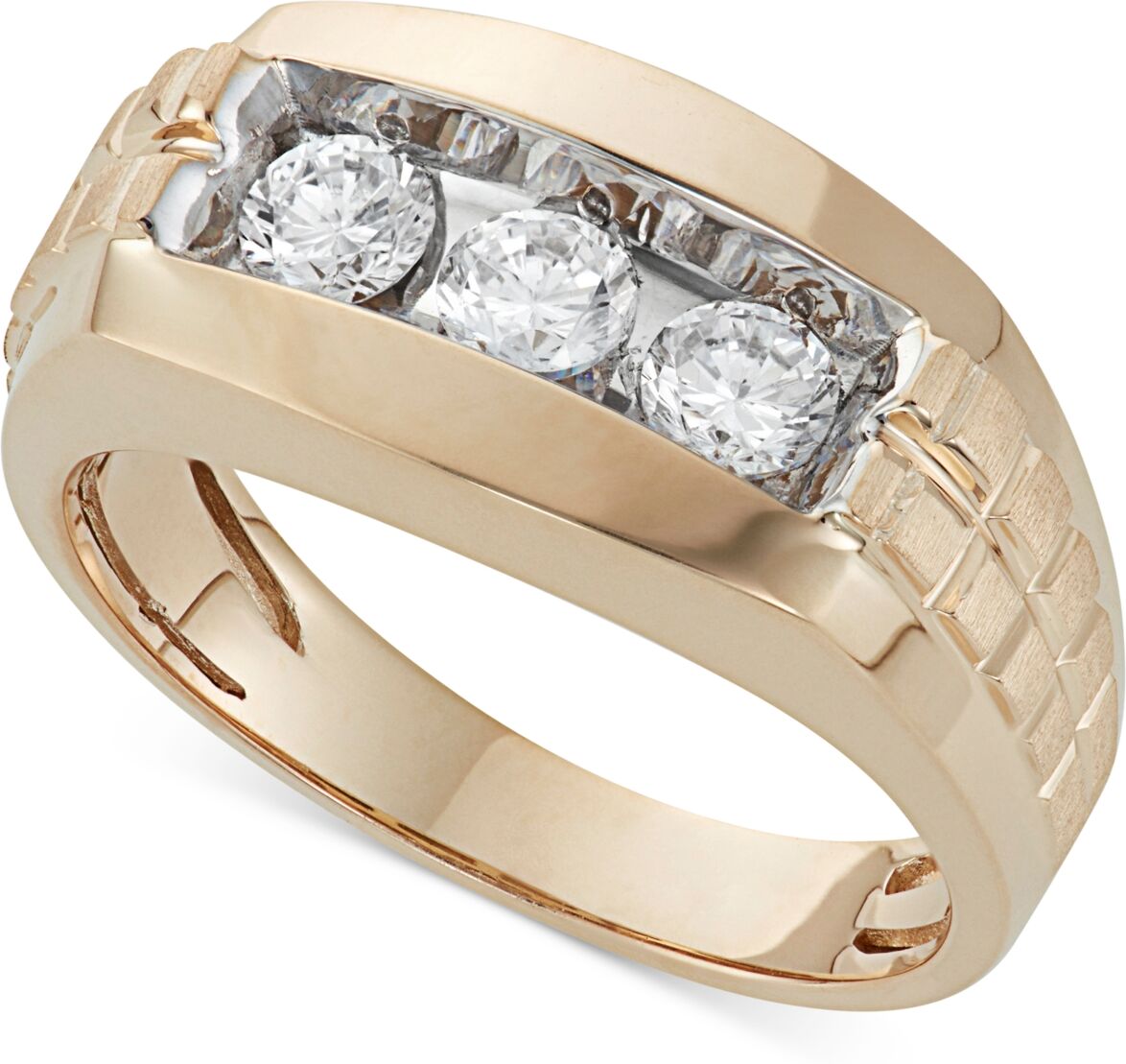 Macy's Men's Diamond Trinity Ring (1 ct. t.w.) in 10K Gold - Yellow Gold