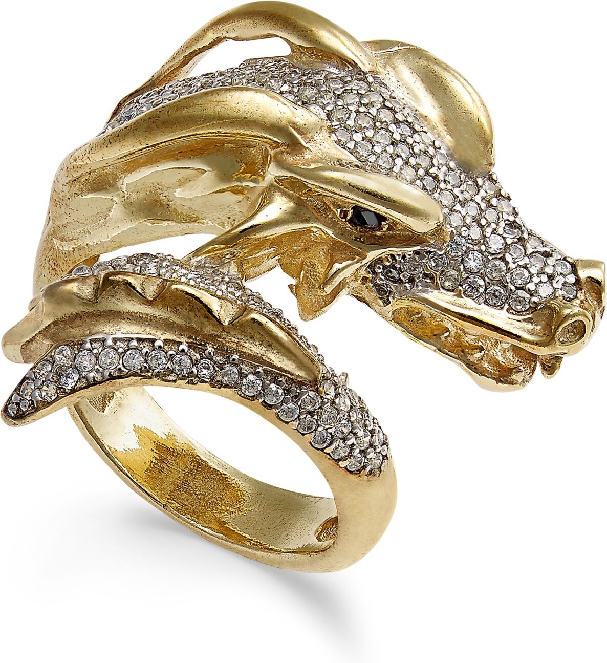 Macy's Diamond Dragon Bypass Ring (1 ct. t.w.) in 14k Gold-Plated Sterling Silver - Sterling Silver