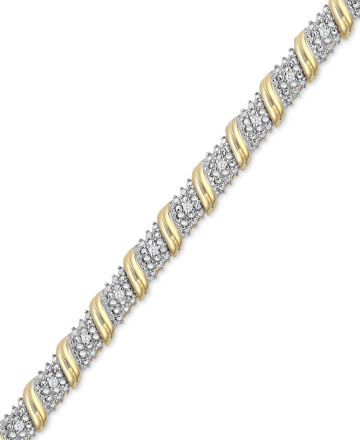 Macy's Diamond Diagonal Bar Bracelet (1/4 ct. t.w.) in 14k Gold-Plated Sterling Silver - Yellow Gold