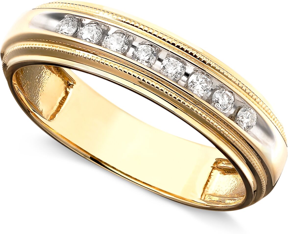 Macy's Men's Diamond Ring in Two-Tone 14k Gold ( 1/5 ct. t.w.) - Yellow Gold