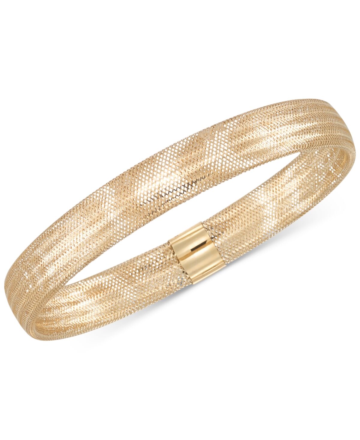 Italian Gold Stretch Bangle Bracelet in 14k Yellow, White or Rose Gold, Made in Italy - Yellow Gold