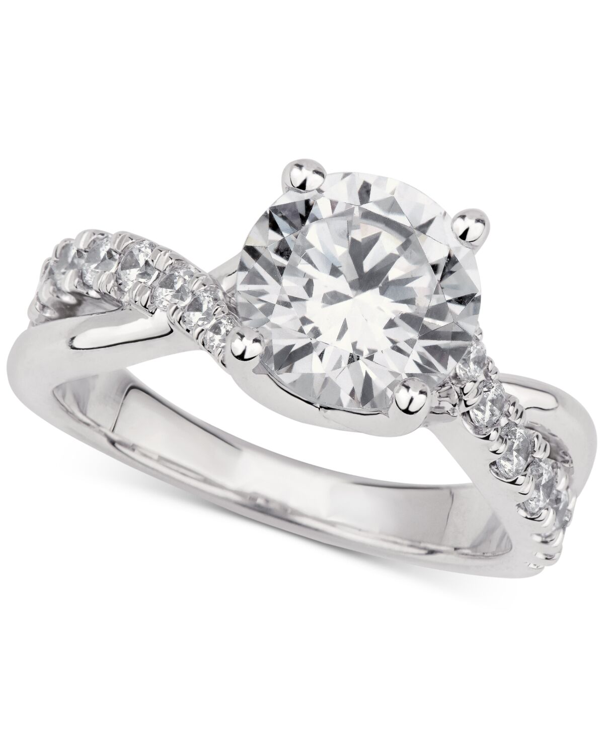 Gia Certified Diamonds Gia Certified Diamond Twist Shank Engagement Ring (2-1/2 ct. t.w.) in 14k White Gold - White Gold
