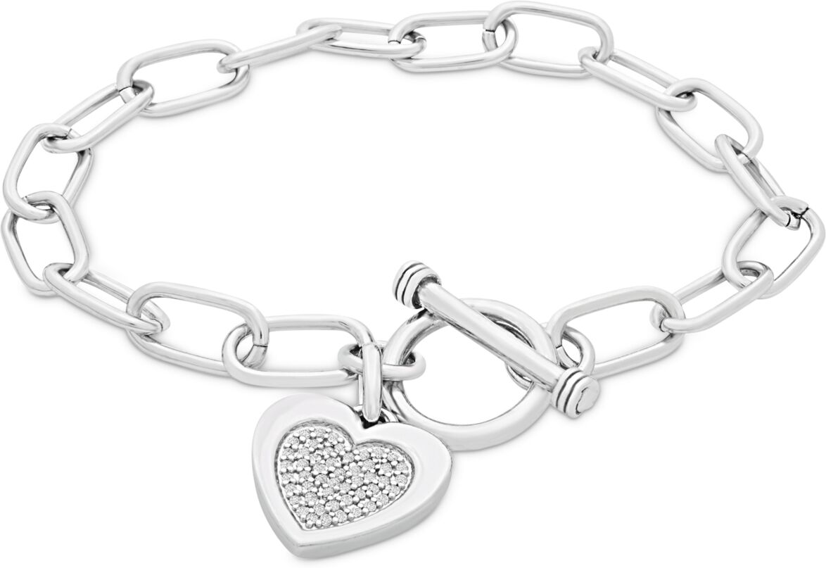 Macy's Diamond Heart Charm Toggle Bracelet (1/4 ct. t.w.) in Sterling Silver - Sterling Silver