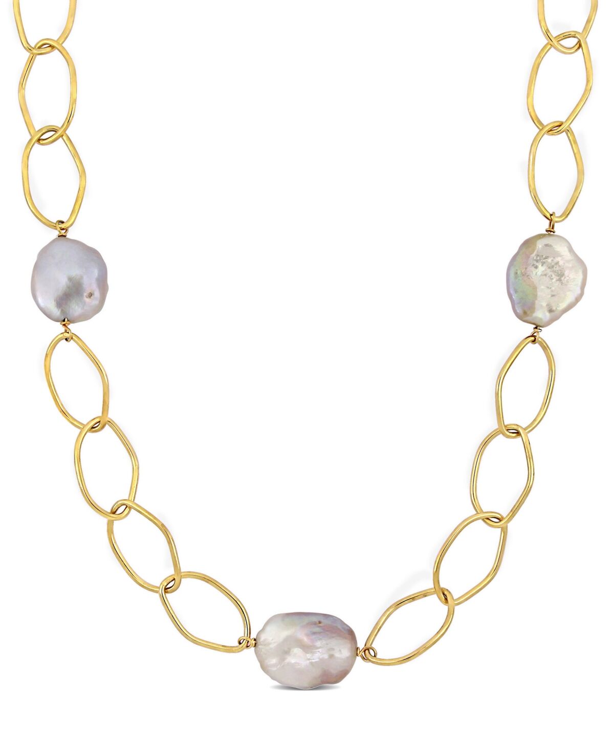 Macy's Cultured Freshwater Baroque Pearl (14-20mm) Open Link Statement Necklace in 18k Gold-Plated Sterling Silver, 26