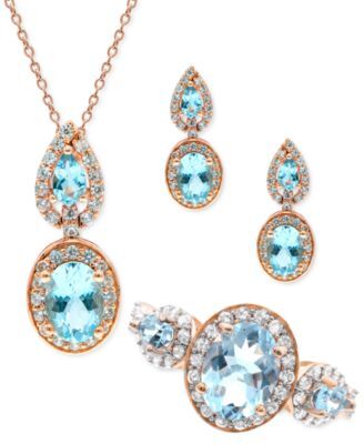 Macy's Aquamarine Diamond Jewelry Collection In 14k Rose Gold