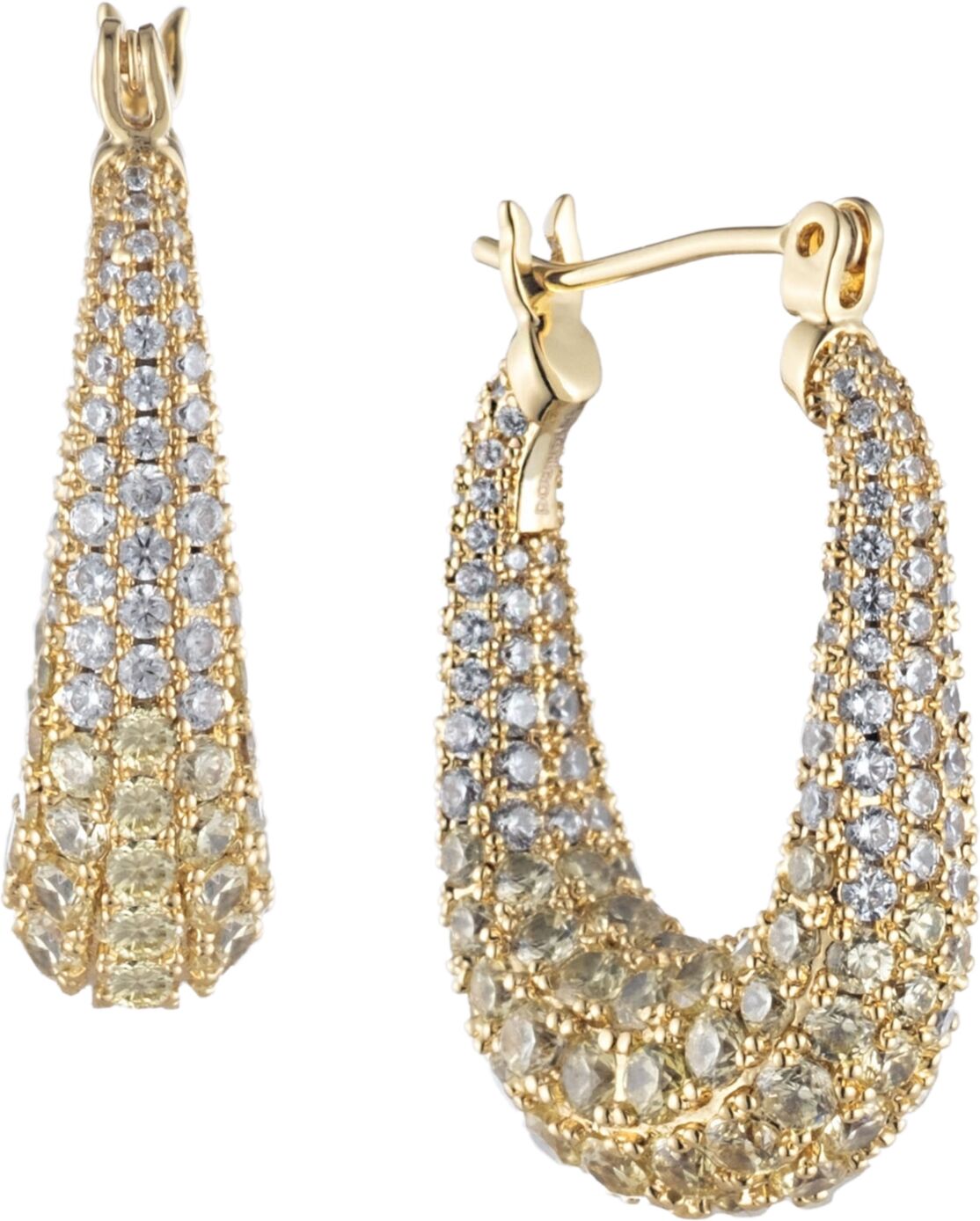 Bonheur Jewelry Cybele Crystal Encrusted Hoop Earrings - Karat Gold Plated Brass