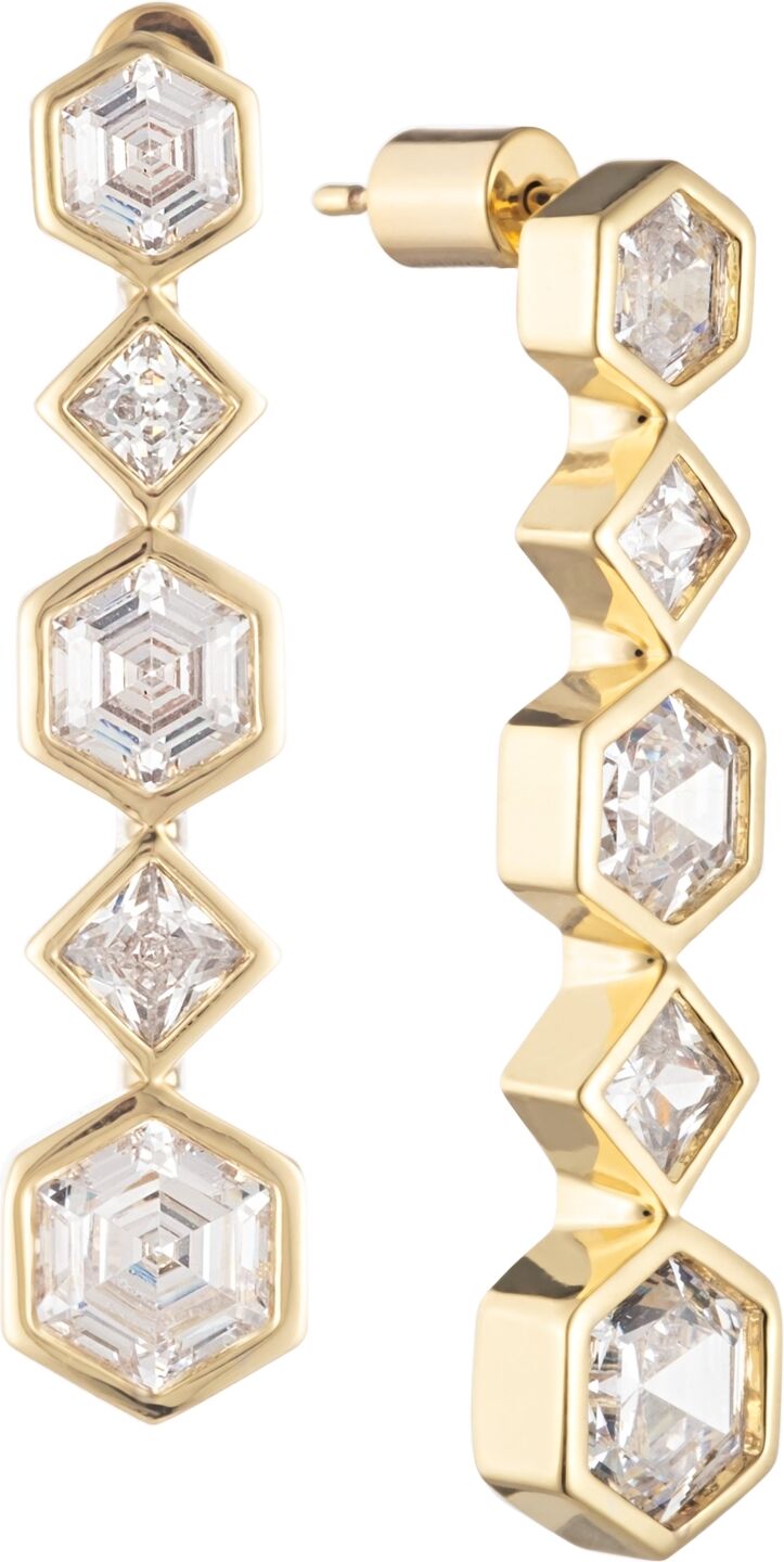 Bonheur Jewelry Milou Statement Crystal Drop Earrings - Karat Gold Plated Brass