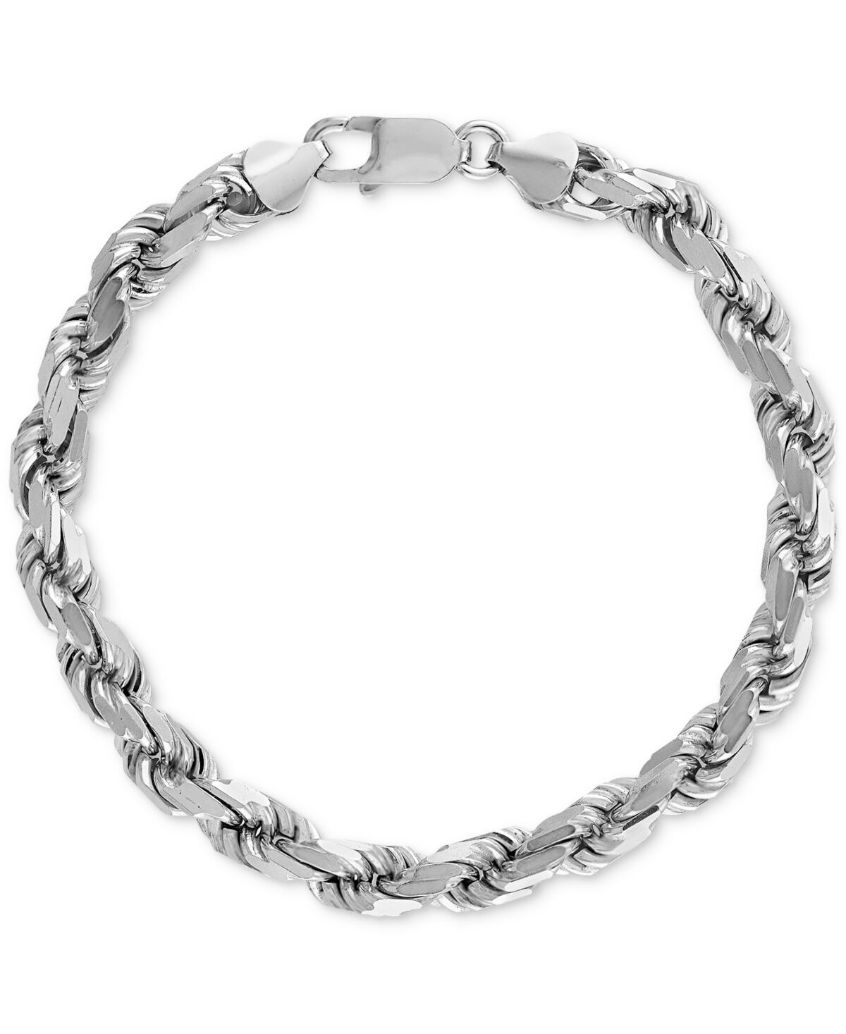 Esquire Men's Jewelry Rope Link Chain Bracelet (7.5mm), Created for Macy's - Silver
