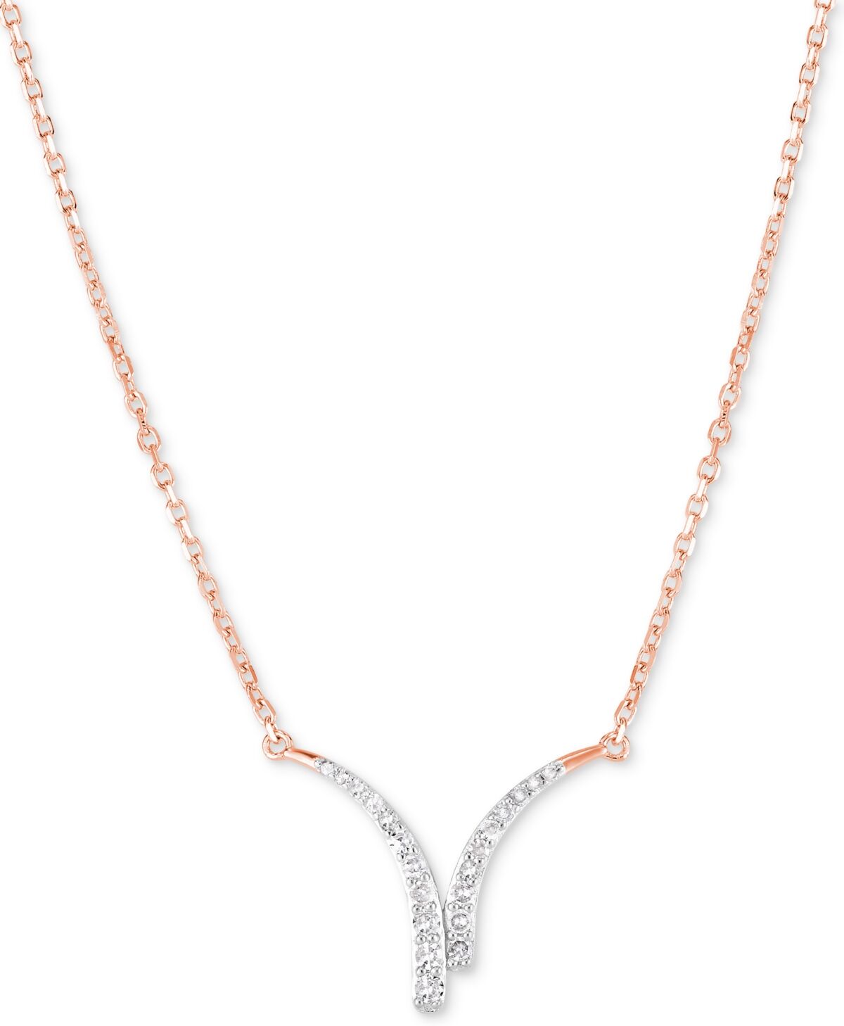 Macy's Diamond Fancy Collar Necklace (1/5 ct. t.w.) - Sterling Silver  Rose Gold-Plate