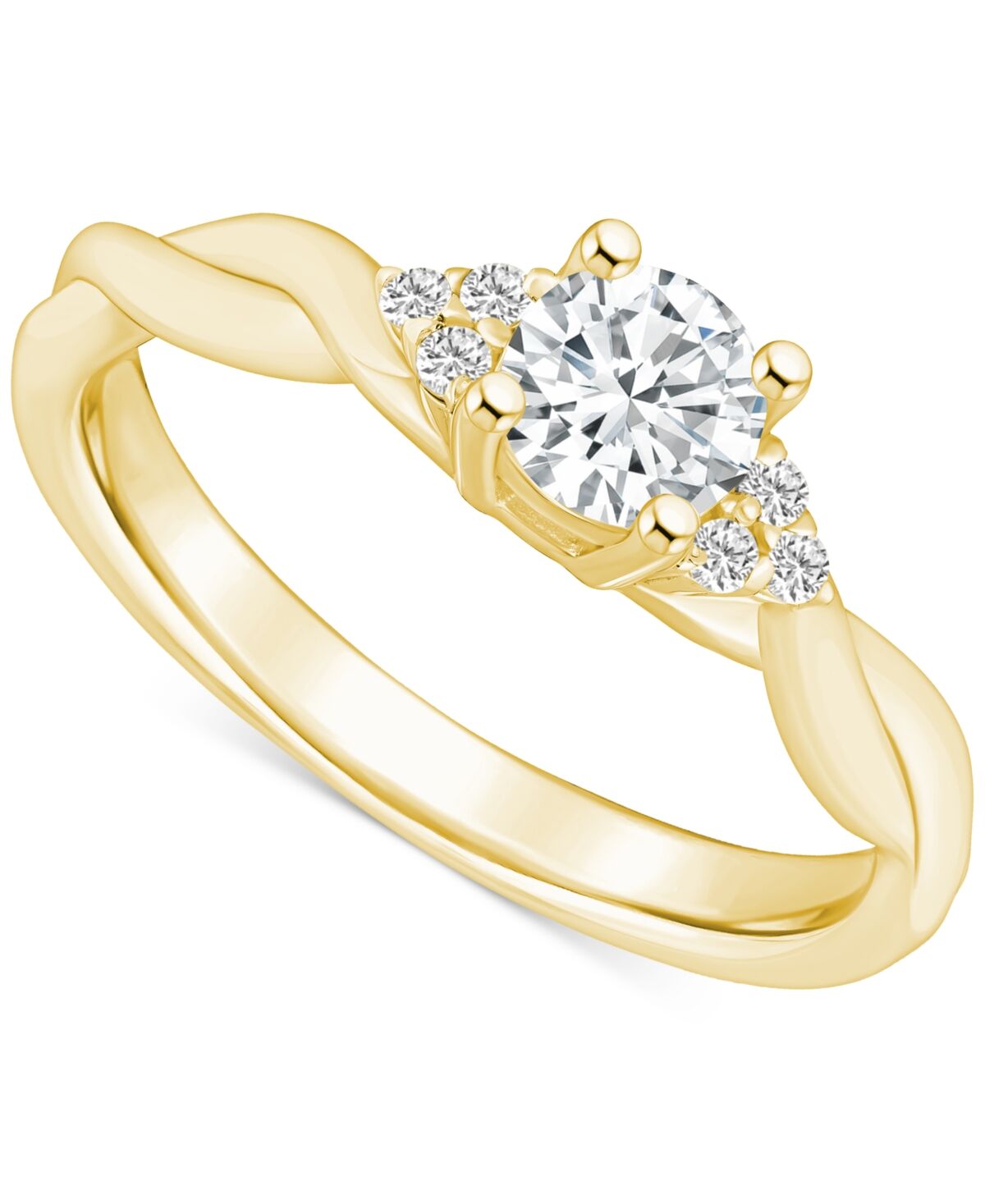 Macy's Diamond Twist Engagement Ring (1/2 ct. t.w.) in 14k White, Yellow or Rose Gold - Yellow Gold