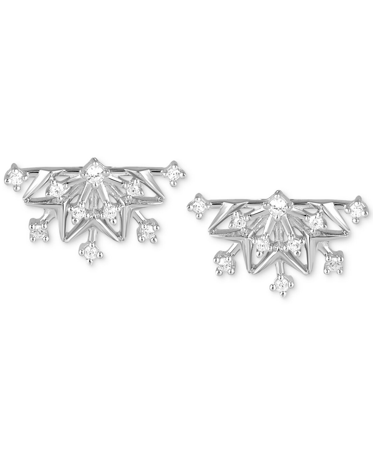 Disney Enchanted Disney Fine Jewelry Diamond Frozen Two Elsa Snowflake Stud Earrings (1/5 ct. t.w.) in Sterling Silver - Sterling Silver