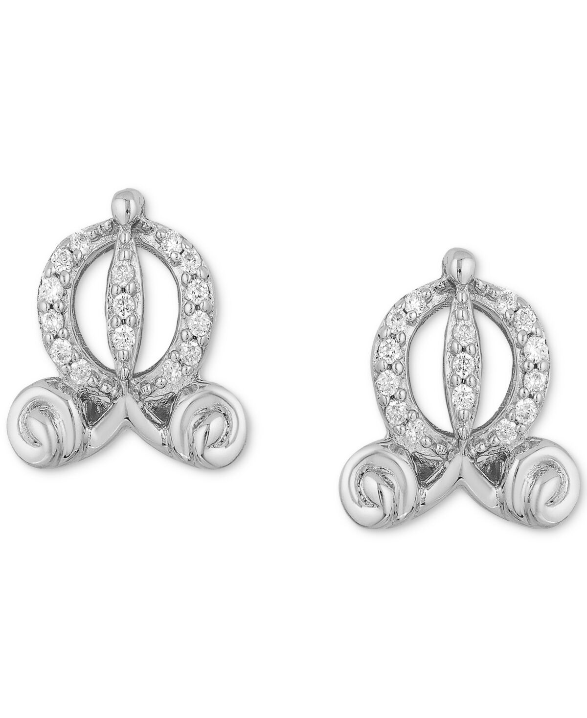 Disney Enchanted Disney Fine Jewelry Diamond Accent Cinderella Carriage Stud Earrings in Sterling Silver - Sterling Silver