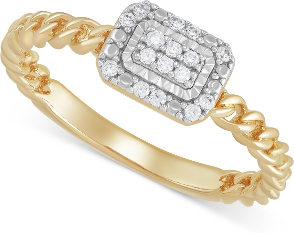 Macy's Diamond Cluster Rope Style Ring (1/10 ct. t.w.) in 14k Gold-Plated Sterling Silver - Gold-Plated Sterling Silver