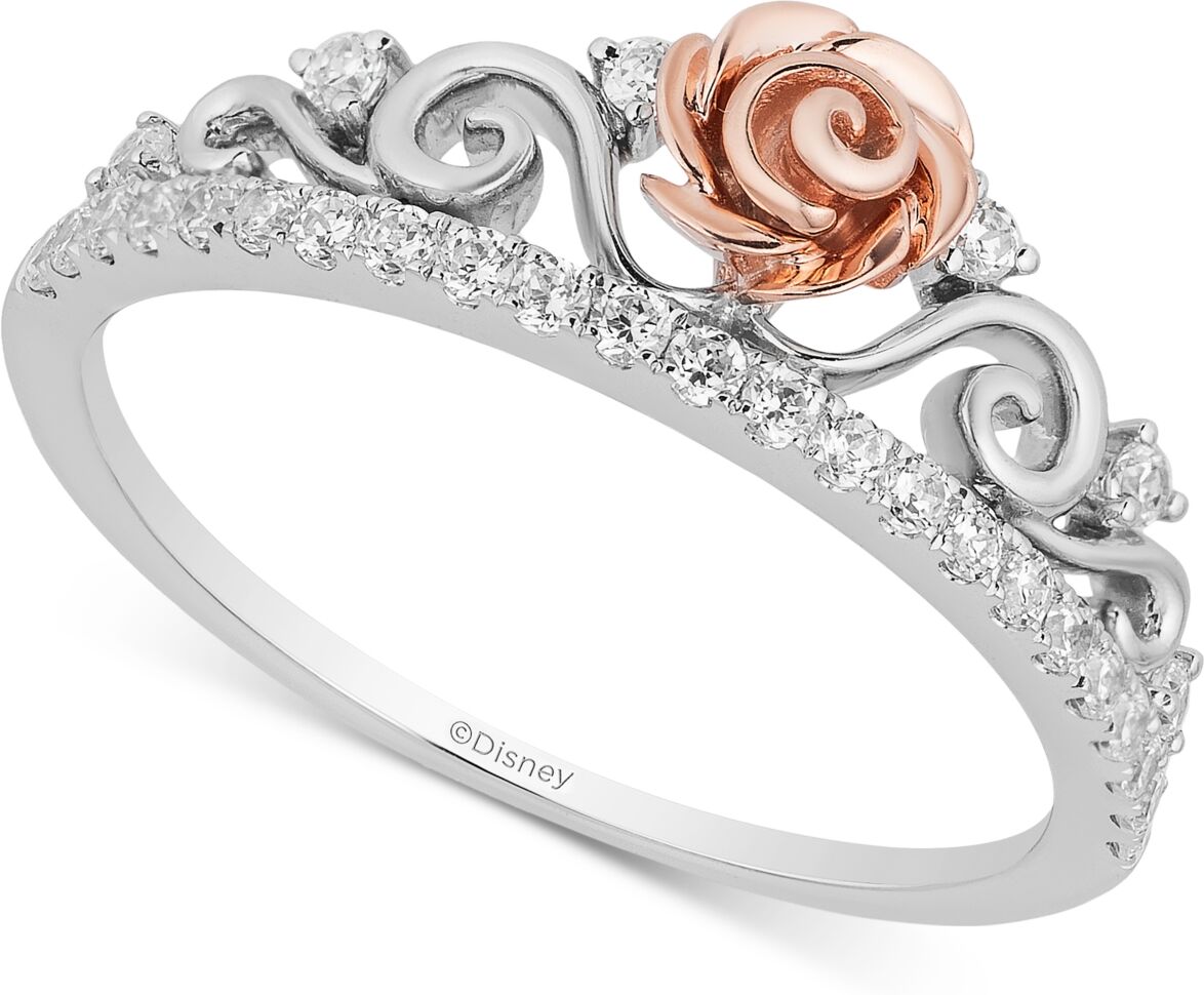 Disney Enchanted Disney Fine Jewelry Diamond Belle Rose Tiara Ring (1/4 ct. t.w.) in 10k White & Rose Gold - Two Tone