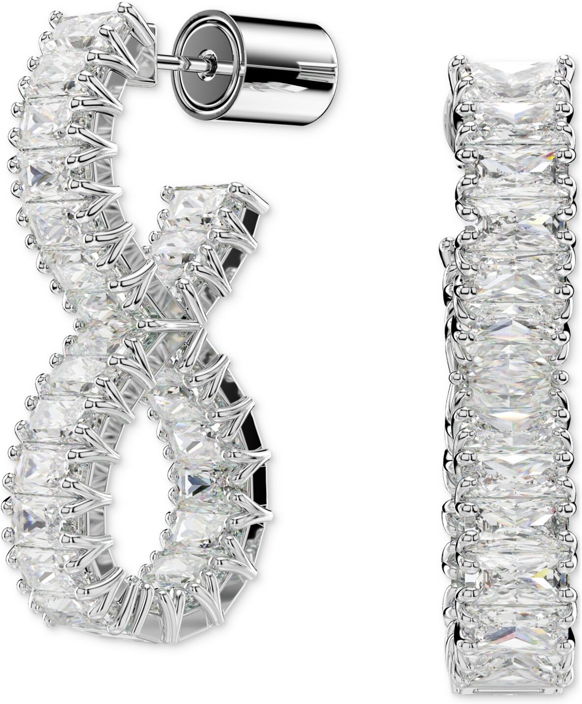 Swarovski Rhodium-Plated Baguette Crystal Infinity Drop Earrings - Silver