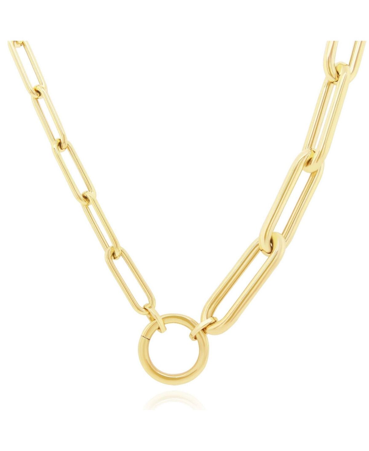 The Lovery Half & Half Paperclip Charm Holder Chain Necklace - Gold