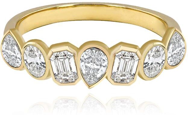 Alev Jewelry Aj by Alev Multi Shape Bezel White Topaz Ring - Gold