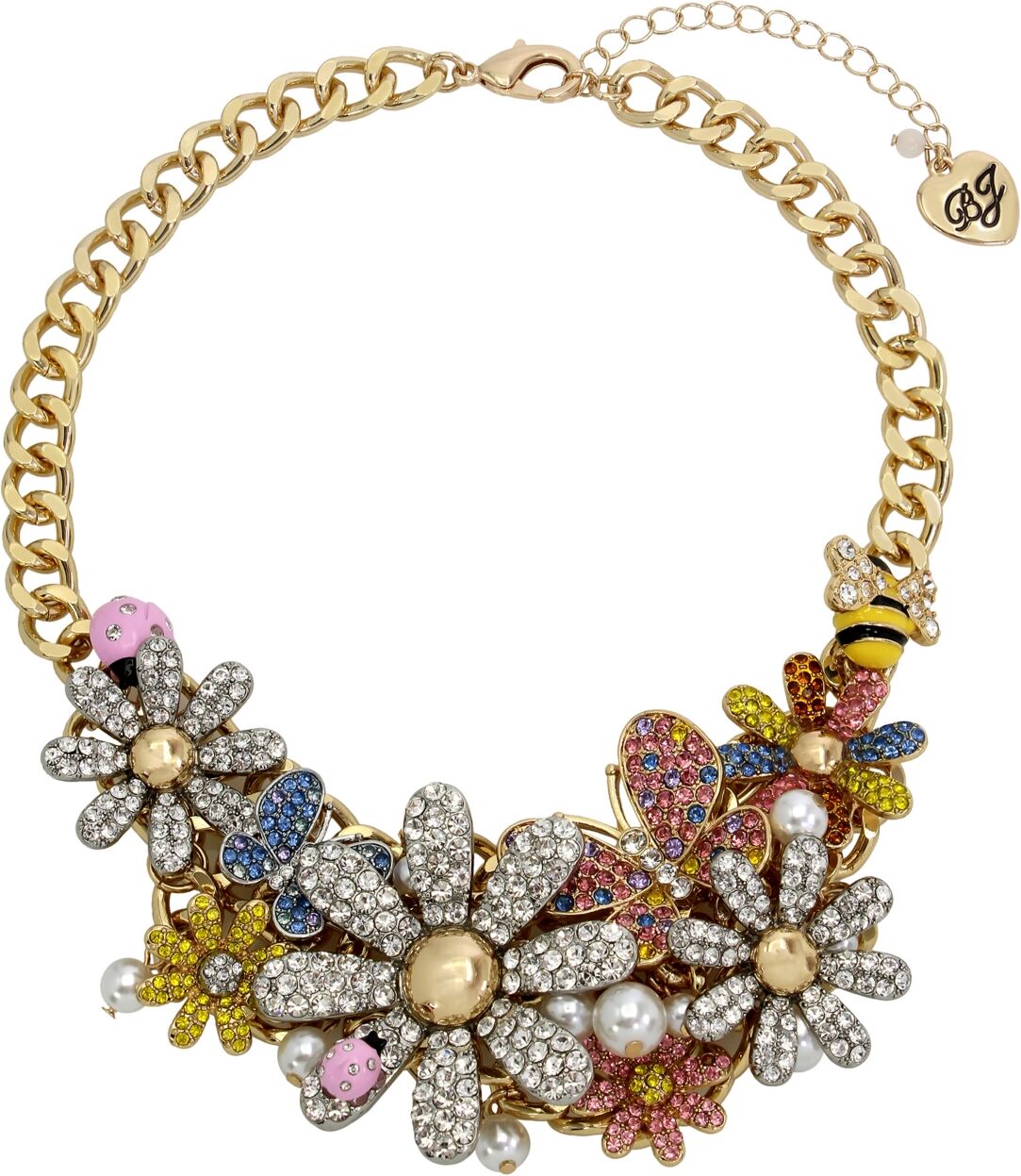 Betsey Johnson Faux Stone Daisy Bib Statement Necklace - Multi, Gold