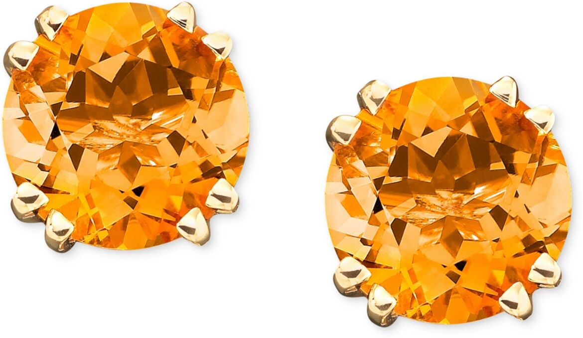 Macy's 14k Gold Citrine Stud Earrings (3-1/2 ct. t.w.) - Citrine