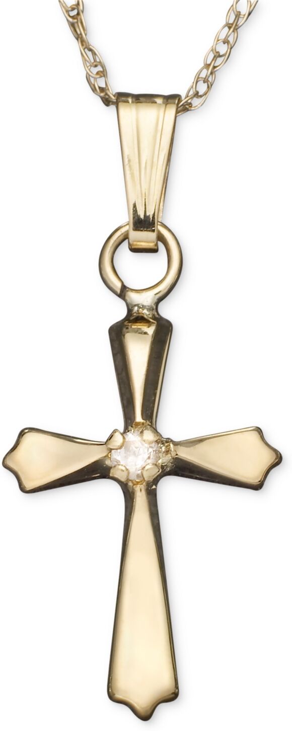 Macy's Children's 14k Gold Pendant, Diamond Accent Cross