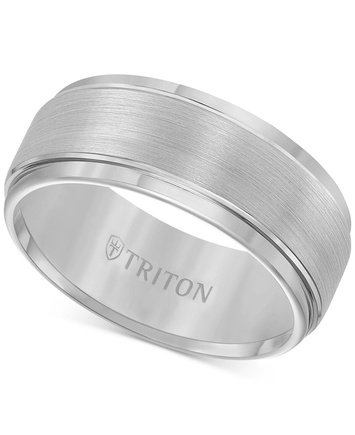 Triton Men's Ring, Tungsten Carbide Comfort Fit Wedding Band 9mm Band - Tungsten