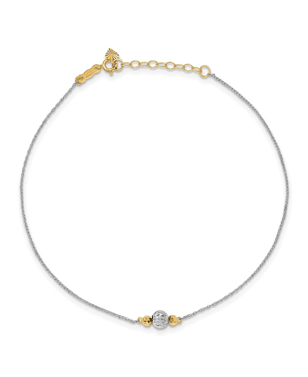 Macy's Bead Ropa Chain Anklet in 14k White and Yellow Gold - Tt Gold