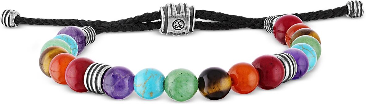 Esquire Men's Jewelry Multi-Color Beaded Bolo Bracelet in Sterling Silver - Silver