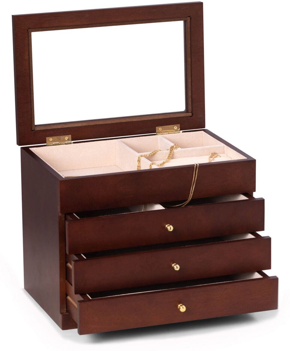 Bey-Berk Jewelry Box with Glass Viewing Top - Multi