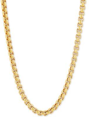 Macy's Rounded Box Link Chain Necklaces In Sterling Silver 18k Gold Plated Sterling Silver