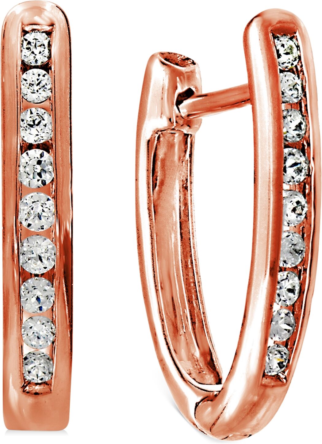 Macy's Diamond Extra Small Hoop Earrings (1/6 ct. t.w.) in 10k Rose Gold, 0.43