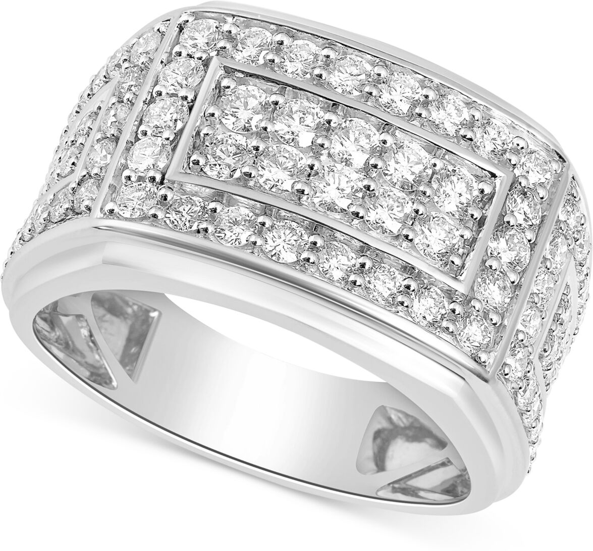 Macy's Men's Diamond Cluster Ring (2 ct. t.w.) in 10k Gold - White Gold