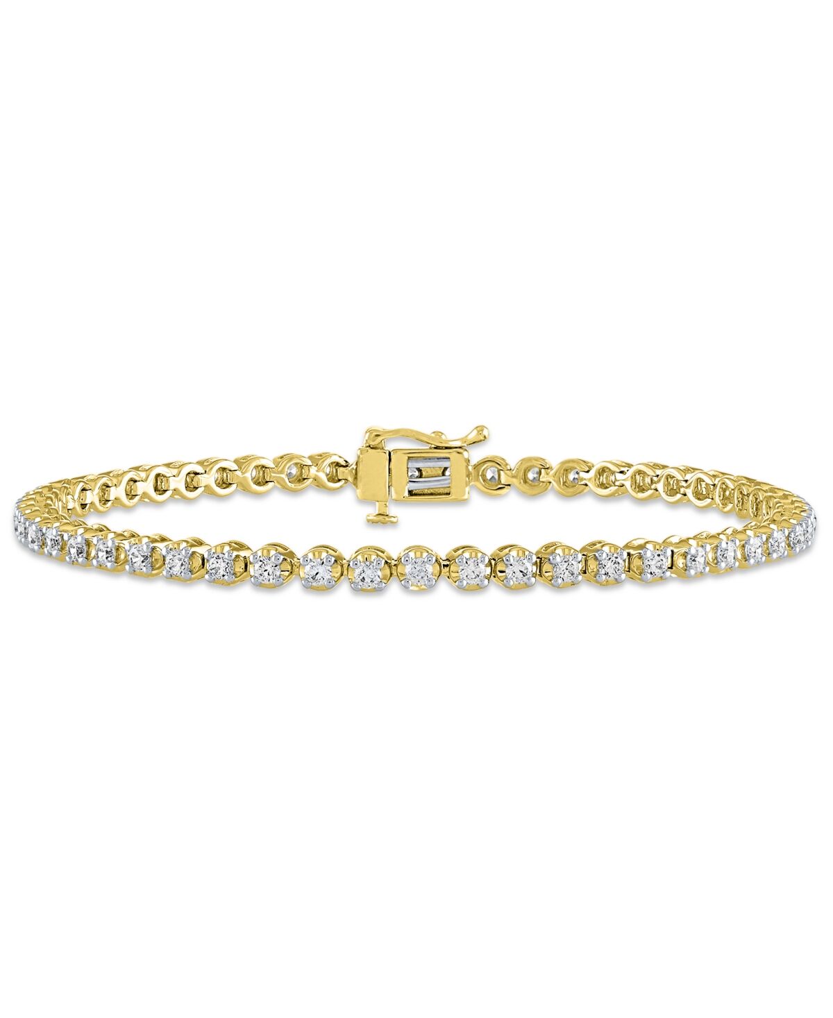 Macy's Igi Certified Diamond Tennis Bracelet (2 ct. t.w.) in 14k White gold or 14k Yellow Gold - Yellow Gold