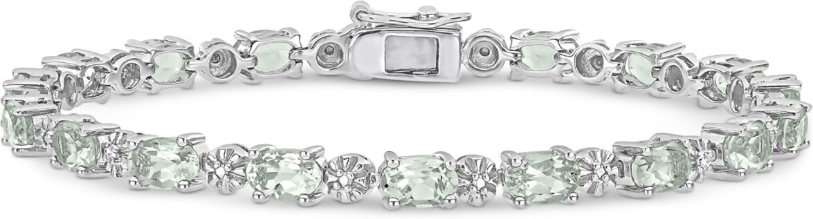 Macy's Green Quartz (7-3/8 ct. t.w.) & Diamond Accent Link Bracelet in Sterling Silver - Green Quartz