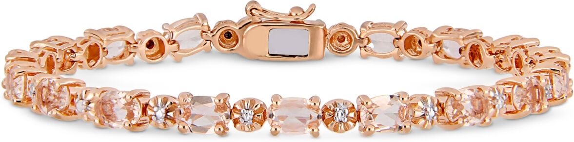 Macy's Simulated Morganite (9 ct. t.w.) & Diamond Accent Link Bracelet in 18k Rose Gold-Plated Sterling Silver - Morganite