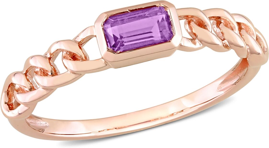 Macy's 10K Yellow Gold Plated or 10K Rose Gold Plated Amethyst Link Ring - Rose gold over Silver