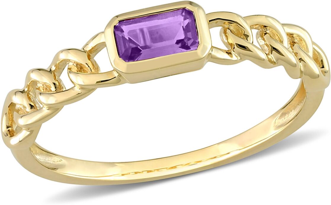 Macy's 10K Yellow Gold Plated or 10K Rose Gold Plated Amethyst Link Ring - Gold over Silver