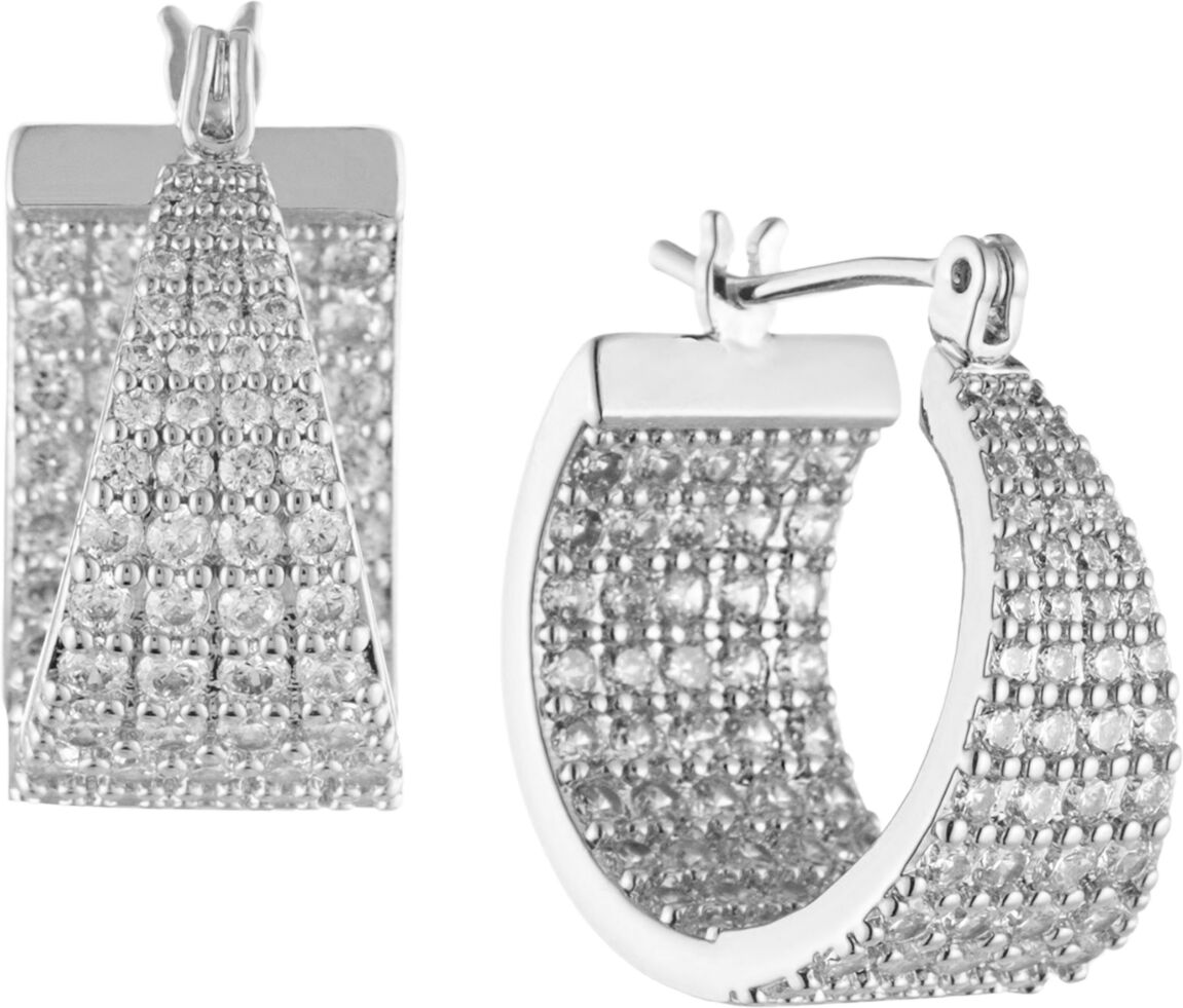 Bonheur Jewelry Monet Crystal Inside Out Hoop Earrings - Rhodium Plated Brass