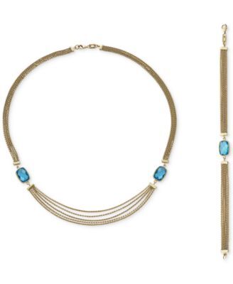 Macy's Swiss Blue Topaz Multi Strand Jewelry Collection In 14k Gold