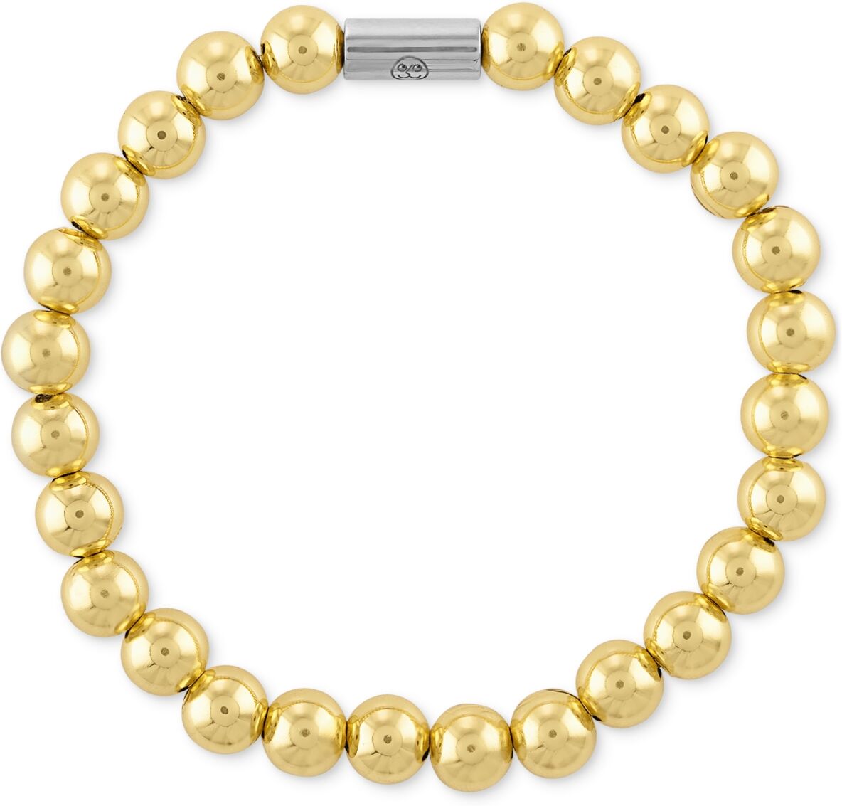 Esquire Men's Jewelry Polished Bead Stretch Bracelet in Sterling Silver & 14k Gold-Plate, Created for Macy's - Gold