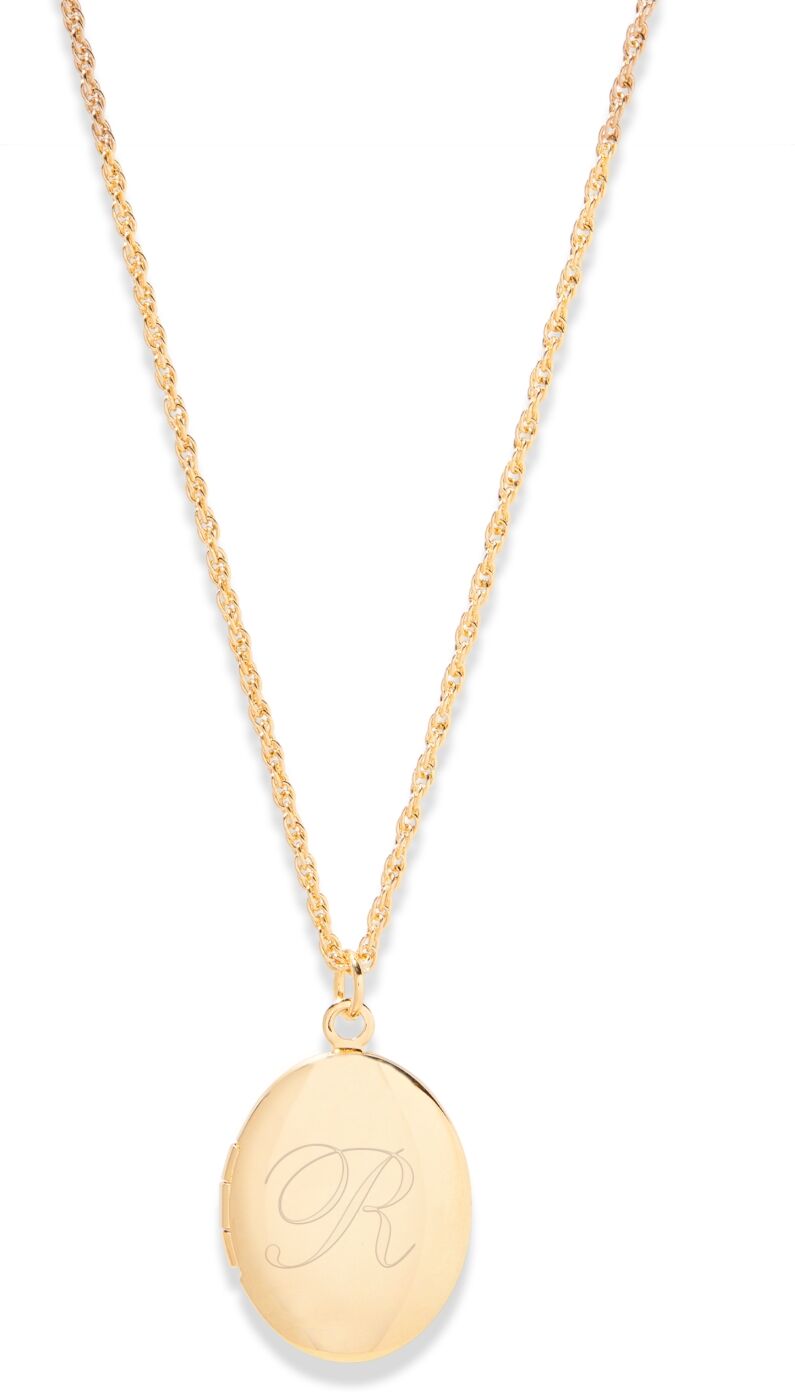 brook & york Isla Initial Oval Locket Necklace - K Gold Plated- R