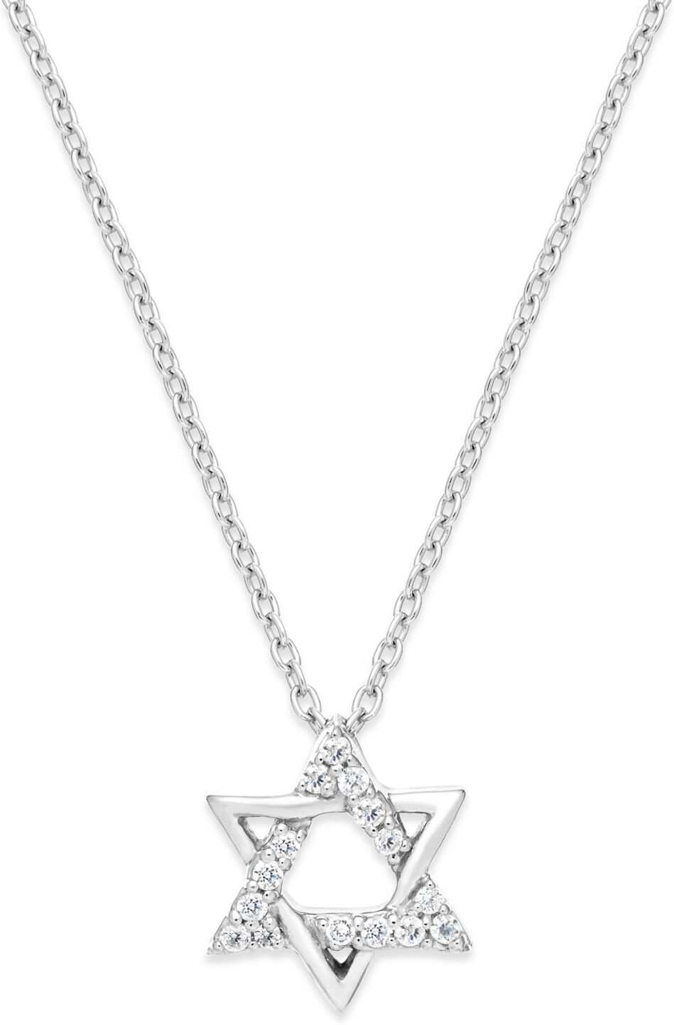 Macy's Diamond Star of David Pendant Necklace in Sterling Silver (1/10 ct. t.w.)