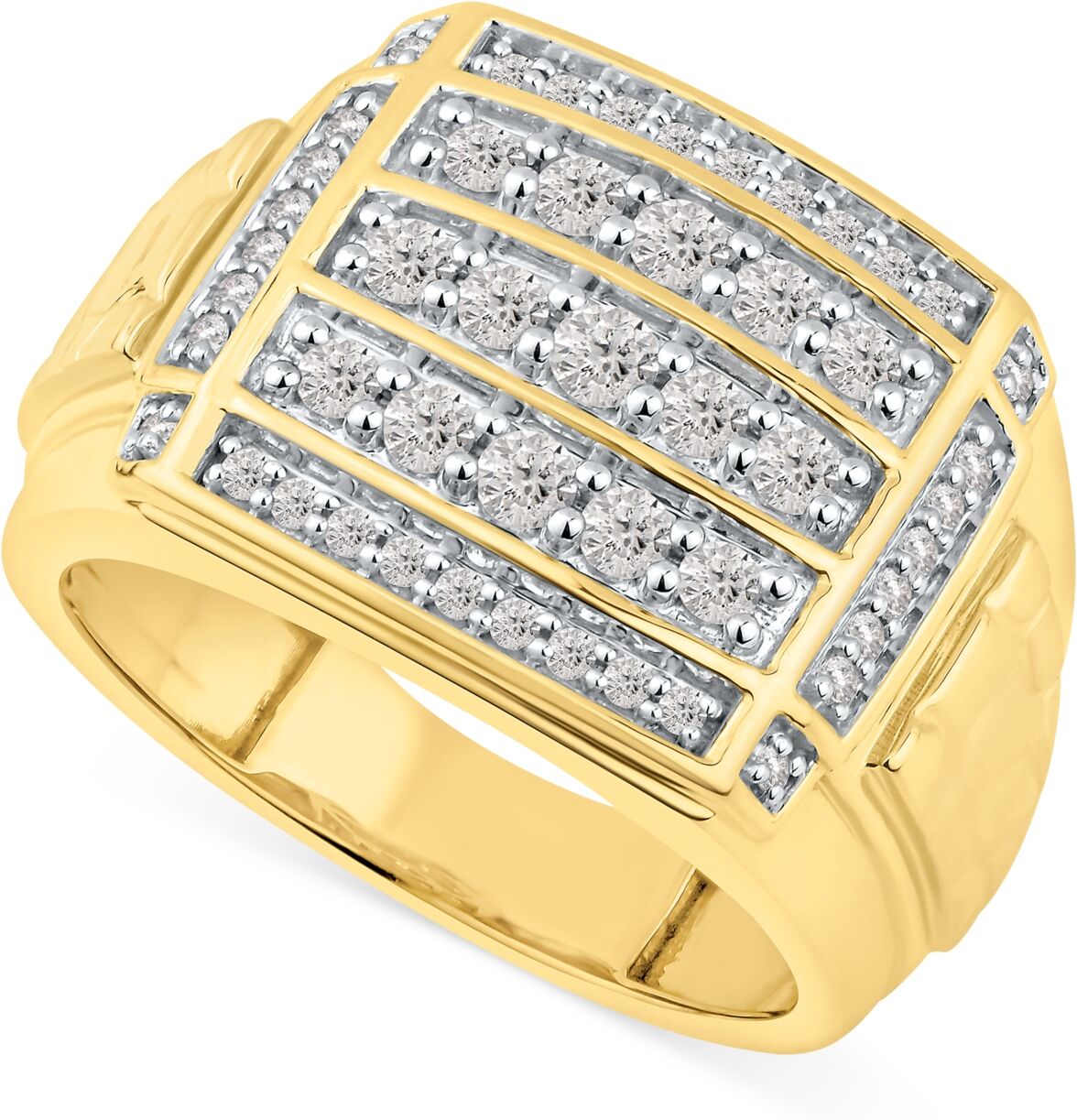 Macy's Men's Diamond Cluster Ring (1 ct. t.w.) in 10k Gold - Yellow Gold