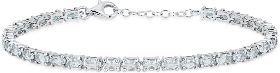 Bling Jewelry Simple Strand Natural Sky Blue Topaz Tennis Bracelet For Women .925 Sterling Silver December Birthstone 7-7.5 Inch - Light blue