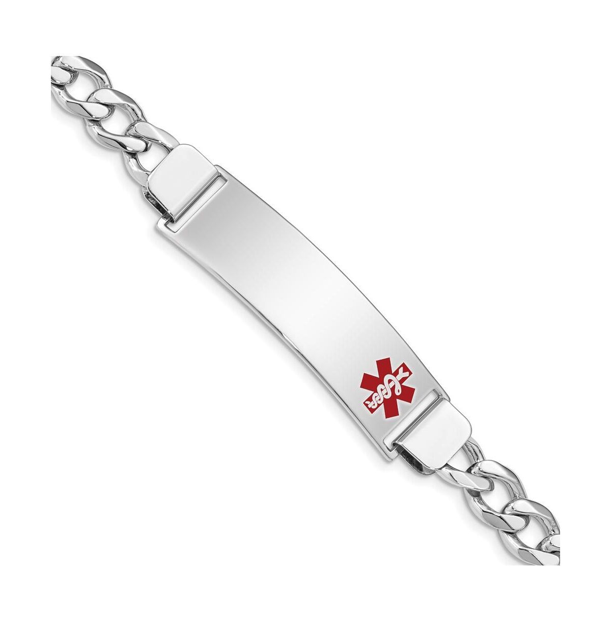 Diamond2deal Sterling Silver Rhodium-plated Medical Id Curb Link Bracelet - Silver